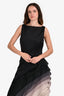 Halston Heritage Black/Grey Ombre Pleated Gown Size 4
