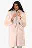 Miu Miu 2015 Pink Rabbit Fur Grey Fox Collared Coat Size 40