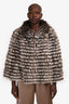 Inochi Brown Fox Fur Shawl Jacket Size 46