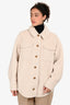 Maje Beige Faux Sherpa Teddy Shacket Size 38