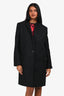 Maje Black Wool Velvet Collared Coat Size 38
