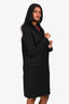 Maje Black Wool Velvet Collared Coat Size 38