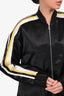 Victoria Victoria Beckham Black/Yellow Stripe Satin Zip Midi Jacket Size 10