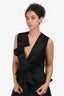 Viktor & Rolf Black Satin Ruffle Sleeveless Top Size 42