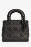 Christian Dior 2018 Black Embellished Cannage Mini Lady Dior Top Handle with Chain Strap