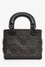 Christian Dior 2018 Black Embellished Cannage Mini Lady Dior Top Handle with Chain Strap