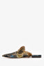 Alberta Ferretti Green/Multi Check Embroidered Fur Pointed Mules Size 39.5