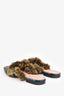 Alberta Ferretti Green/Multi Check Embroidered Fur Pointed Mules Size 39.5