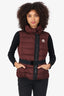 Moncler Burgundy Down 'Labas' Belted Vest Size 2