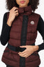 Moncler Burgundy Down 'Labas' Belted Vest Size 2