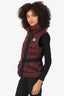Moncler Burgundy Down 'Labas' Belted Vest Size 2