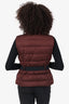 Moncler Burgundy Down 'Labas' Belted Vest Size 2