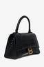 Balenciaga Black Leather Croc Embossed Small Hourglass Crossbody