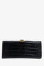 Balenciaga Black Leather Croc Embossed Small Hourglass Crossbody