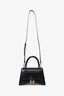 Balenciaga Black Leather Croc Embossed Small Hourglass Crossbody