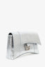 Balenciaga 2022 Silver Wrinkled Leather XS Downtown Shoulder Bag