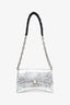 Balenciaga 2022 Silver Wrinkled Leather XS Downtown Shoulder Bag