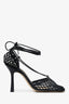 Bottega Veneta Black Stretch Lace Up Net Heels Size 36.5