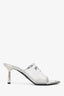 Prada Silver Vinyl Logo Mules Size 37