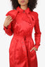 Burberry Red Removable Hood Trench Coat Size 6