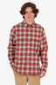 Gucci Red Embroidered Snake Checked Shirt Size 48 Mens