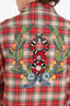 Gucci Red Embroidered Snake Checked Shirt Size 48 Mens