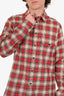Gucci Red Embroidered Snake Checked Shirt Size 48 Mens