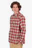Gucci Red Embroidered Snake Checked Shirt Size 48 Mens