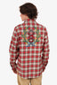 Gucci Red Embroidered Snake Checked Shirt Size 48 Mens