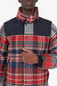 Moncler Red Plaid Detachable Sleeve 'Kerleo' Down Puffer Jacket Size 3 Mens