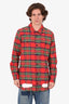 Off-White Red Check Diagonal Spray Flannel Shirt Size M Mens
