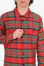 Off-White Red Check Diagonal Spray Flannel Shirt Size M Mens