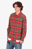 Off-White Red Check Diagonal Spray Flannel Shirt Size M Mens