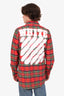 Off-White Red Check Diagonal Spray Flannel Shirt Size M Mens