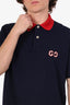 Gucci Navy GG Logo Embroidered Polo Shirt Size S Mens