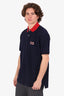 Gucci Navy GG Logo Embroidered Polo Shirt Size S Mens