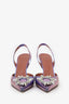 Amina Muaddi Purple Crystal Begum Slingback Heels Size 37.5