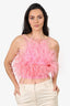 Cult Gaia Pink Feathered Open-back Joey Top Size XS