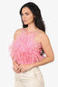 Cult Gaia Pink Feathered Open-back Joey Top Size XS