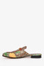 Gucci Brown Coated Canvas Supreme Leaf Print Mules Size 37.5
