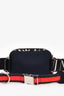 Valentino Navy Cloth Black Canvas Logo Strap Bum Bag
