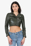 Reformation Green Leather Cropped Jacket Size S