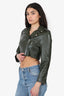 Reformation Green Leather Cropped Jacket Size S