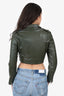 Reformation Green Leather Cropped Jacket Size S
