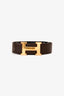Hermès Brown/Black Reversible Gold H Belt Size 70