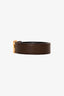 Hermès Brown/Black Reversible Gold H Belt Size 70