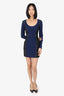 Versace Blue/Black Eyelet Long Sleeve Mini Dress Size 42