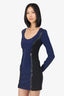 Versace Blue/Black Eyelet Long Sleeve Mini Dress Size 42
