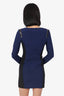 Versace Blue/Black Eyelet Long Sleeve Mini Dress Size 42