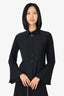 Cop.copine Black Pleated Sleeve Blouse Size 34